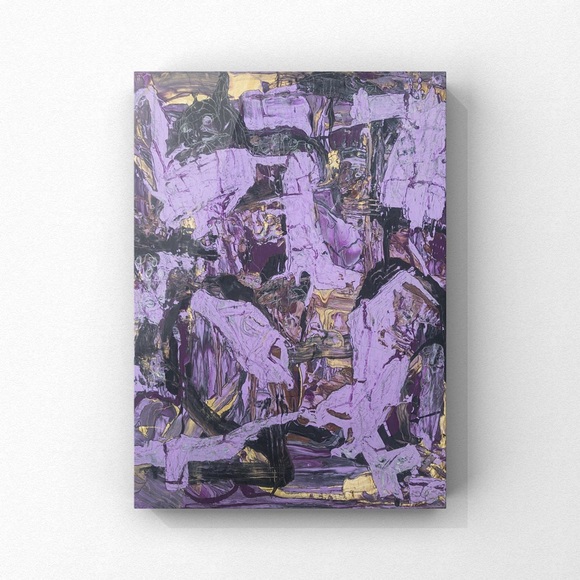 Misery, medium size, textured, with gold color, purple, sad, depressed painting. - Picture 4 of 11